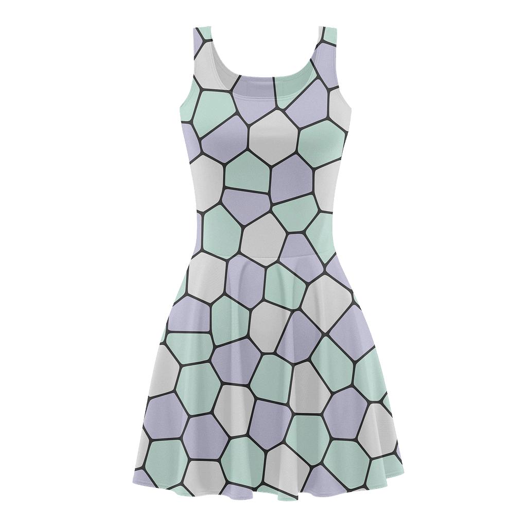 Cell Mesh Fragment Scatter trendy mini skater dresses