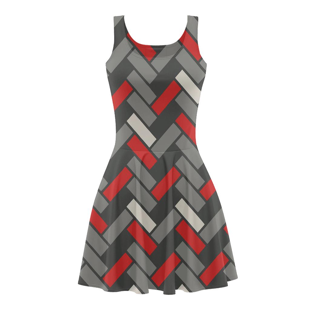 Herringbone Zig Grid Relay skater dresses for occasions