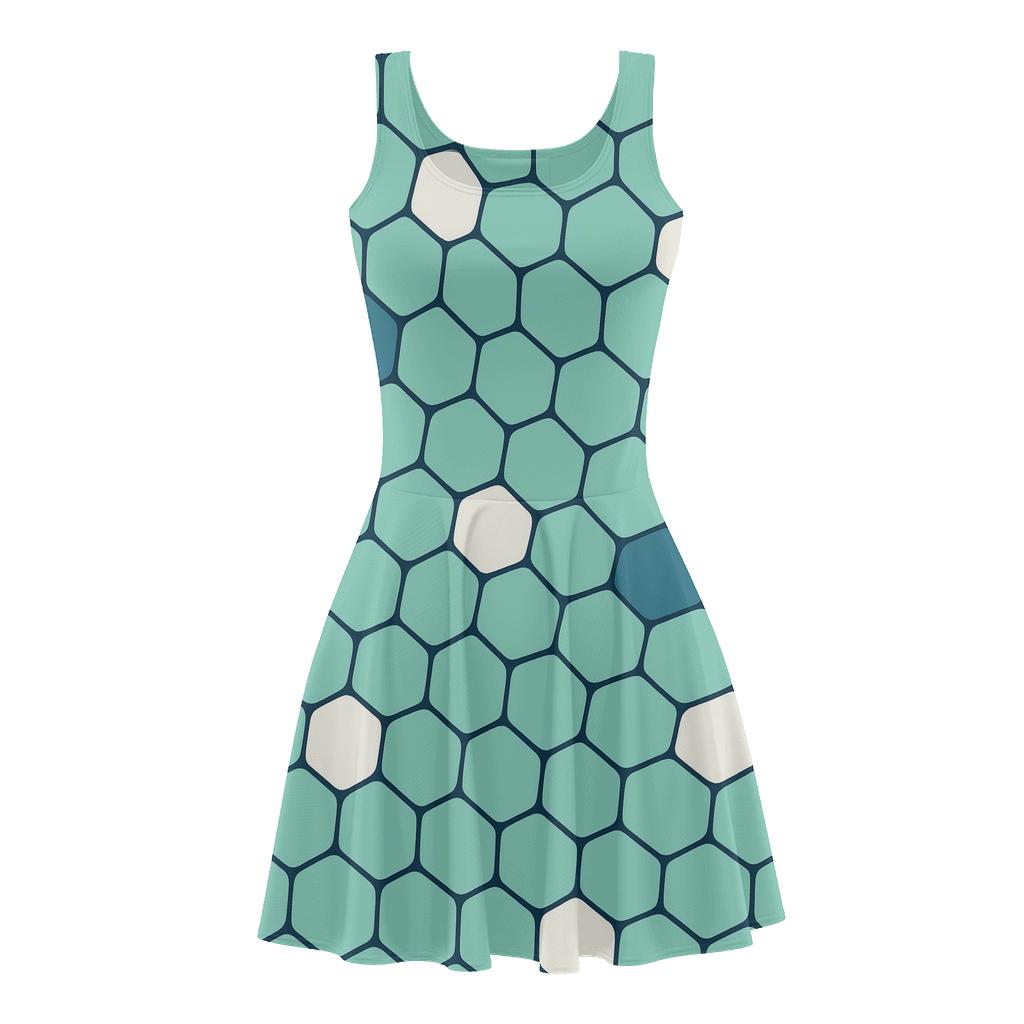 Cellular Loop Mesh trendy mini skater dresses