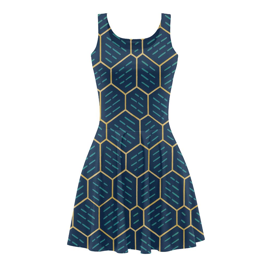 Staggered Hex Stitch Field skater dresses for occasions