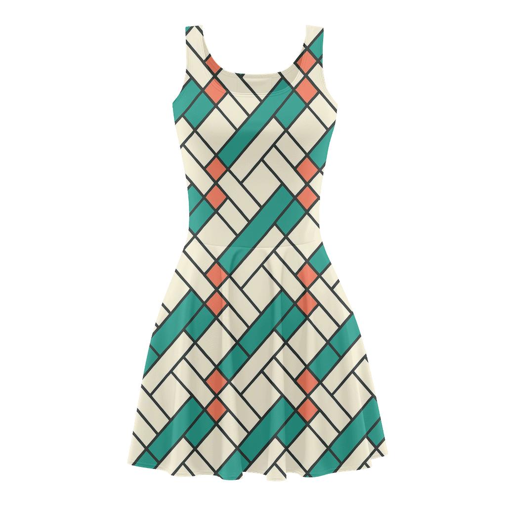 Interlocked Ribbon Braid Plane trendy mini skater dresses