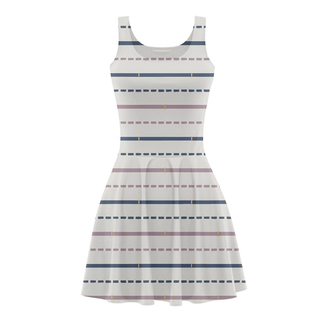 Broken Stripe Frequency Bands comfortable stretch skater dresses