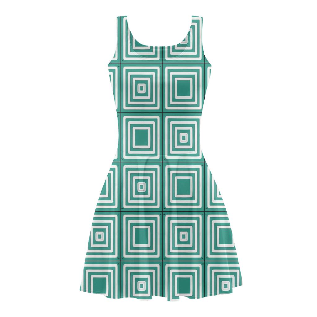 Concentric Square Track Mosaic custom skater dresses