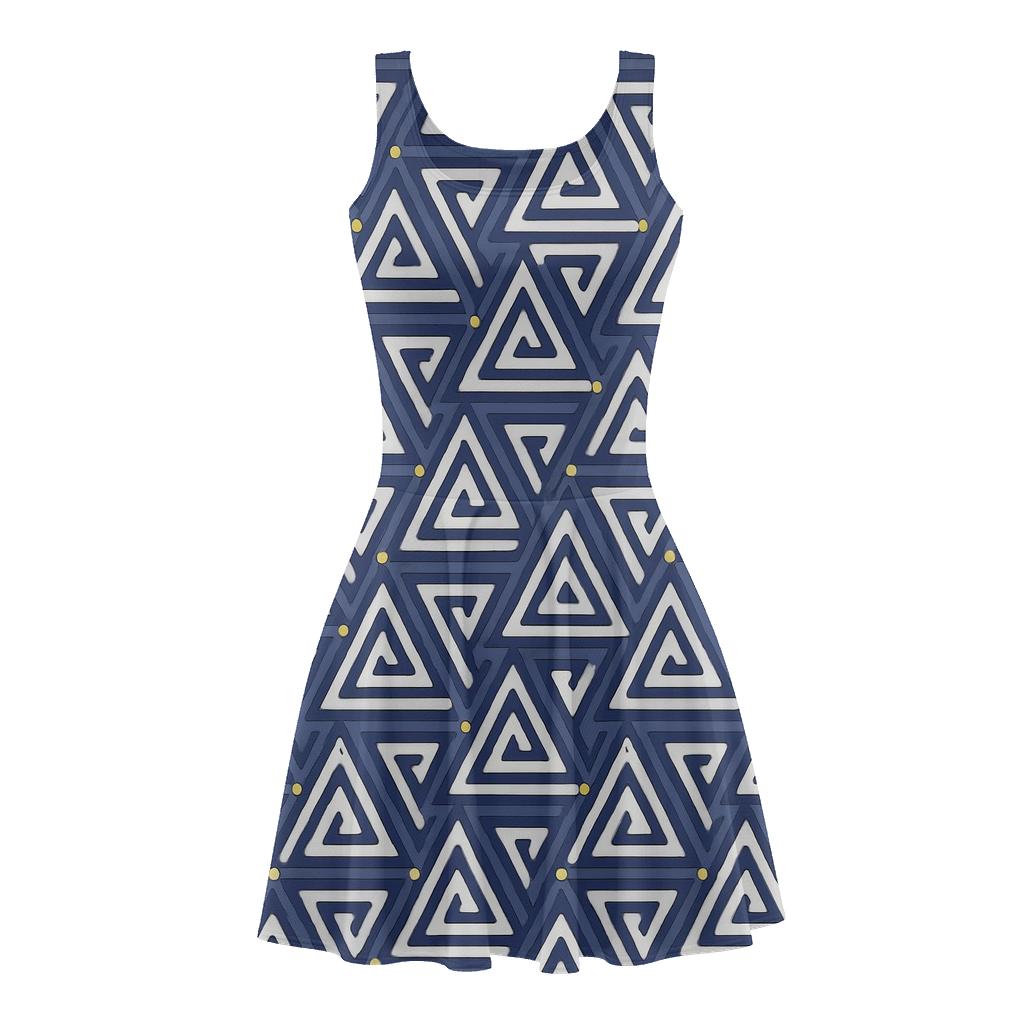 Nested Triangle Step Weave trendy mini skater dresses
