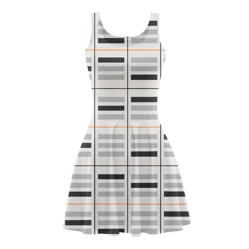 Banded Stripe Permutation Grid stylish a-line skater dresses