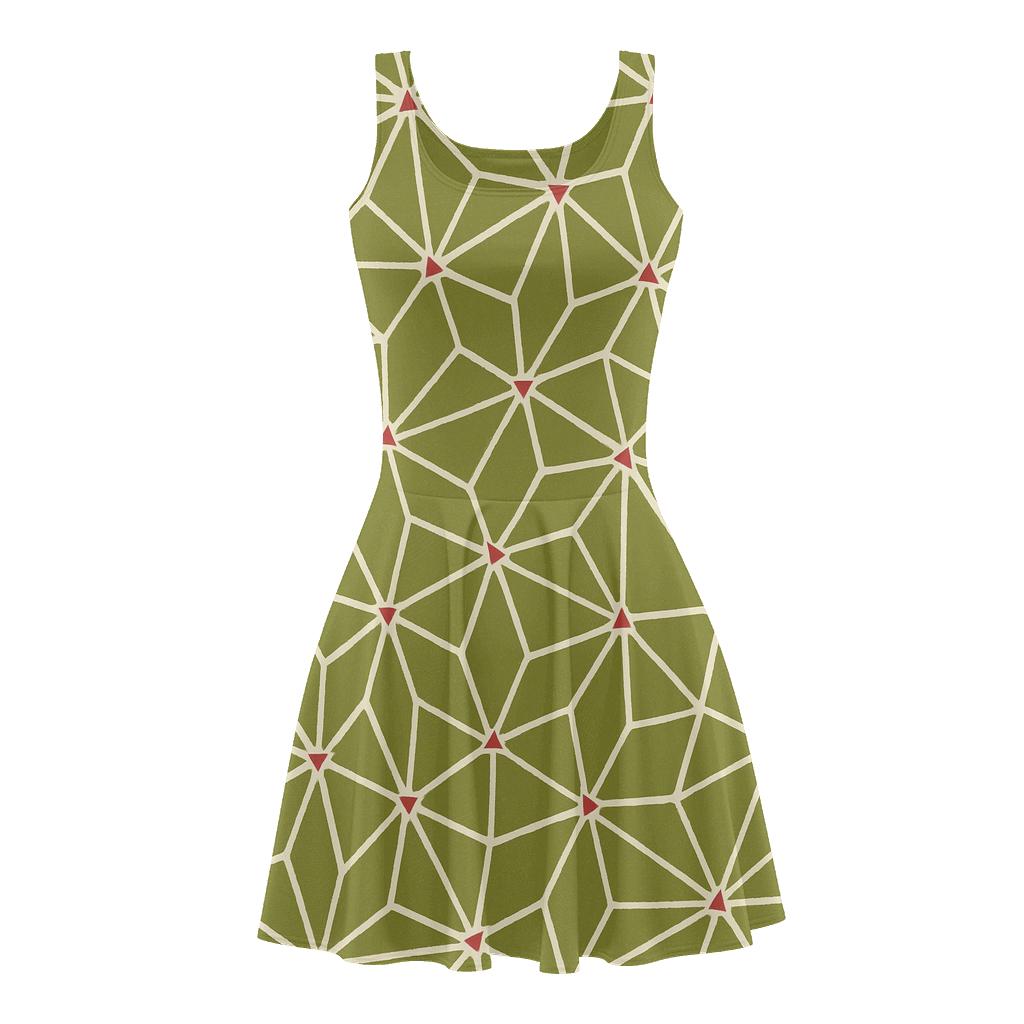 Cellular Shard Quilt stylish a-line skater dresses