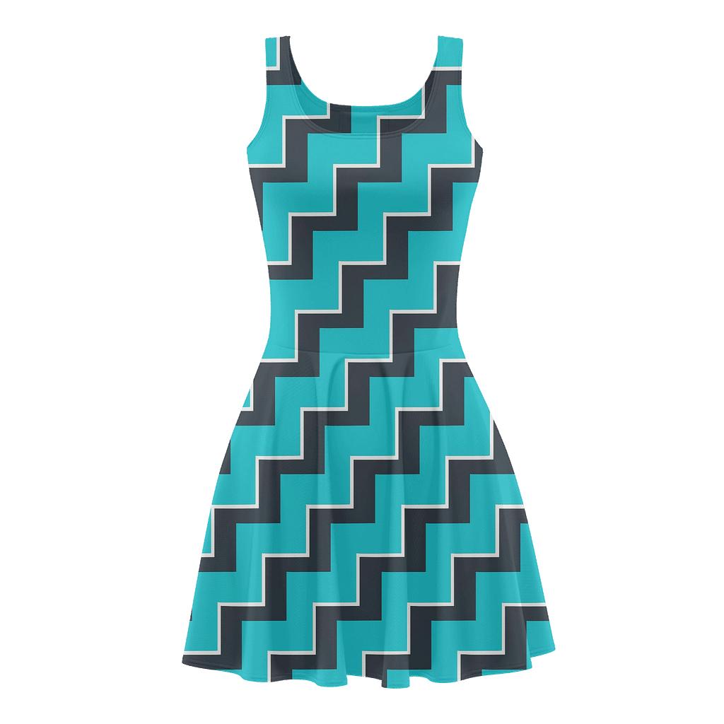 Diagonal Step Circuit comfortable stretch skater dresses