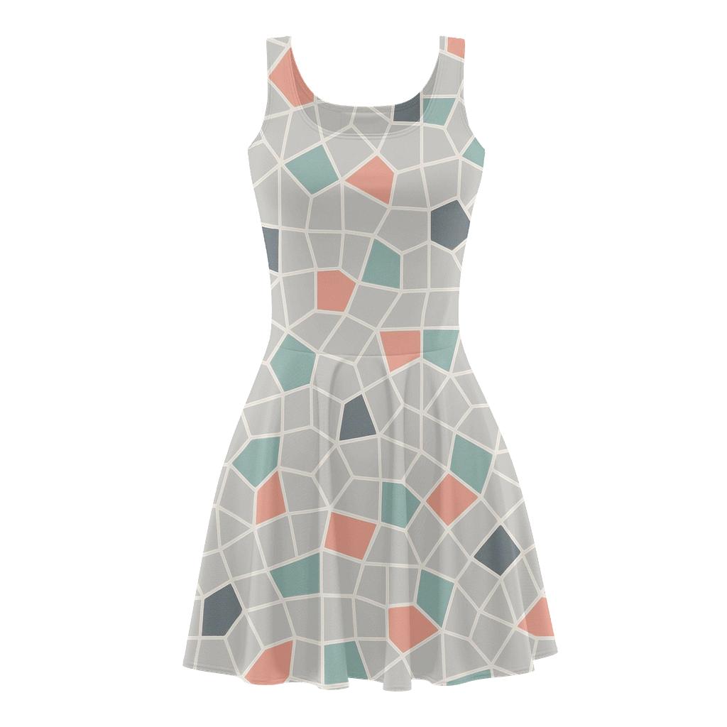 Fragmented Polygon Quilt comfortable stretch skater dresses