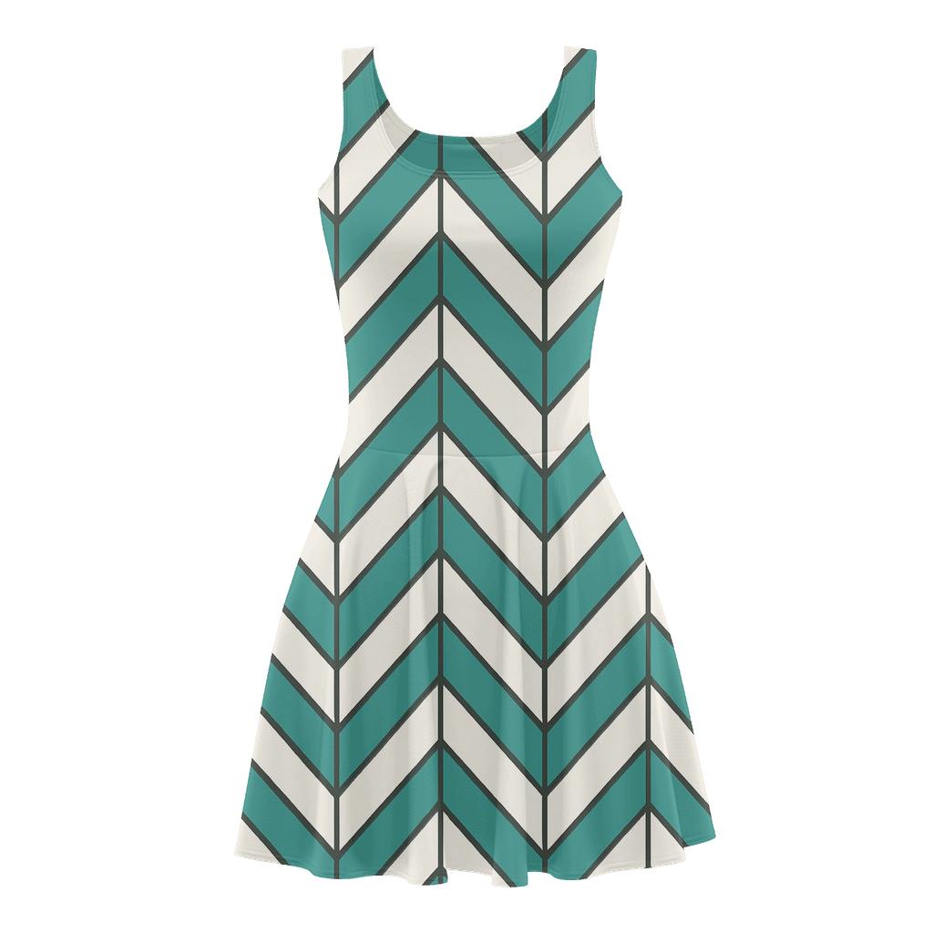 Staggered Chevron Switchback skater dresses for occasions