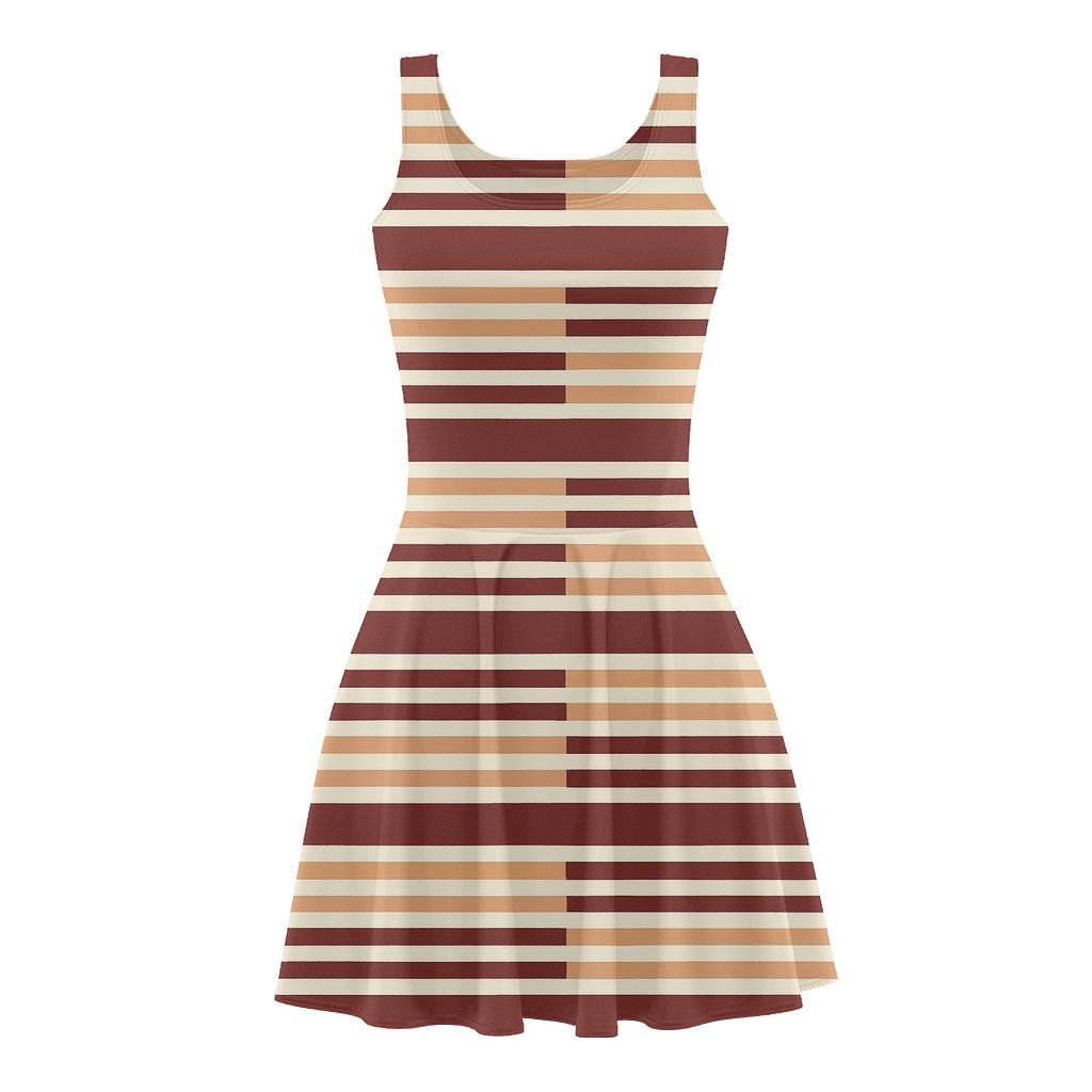 Parallel Stripe Phase Split floral print skater dresses