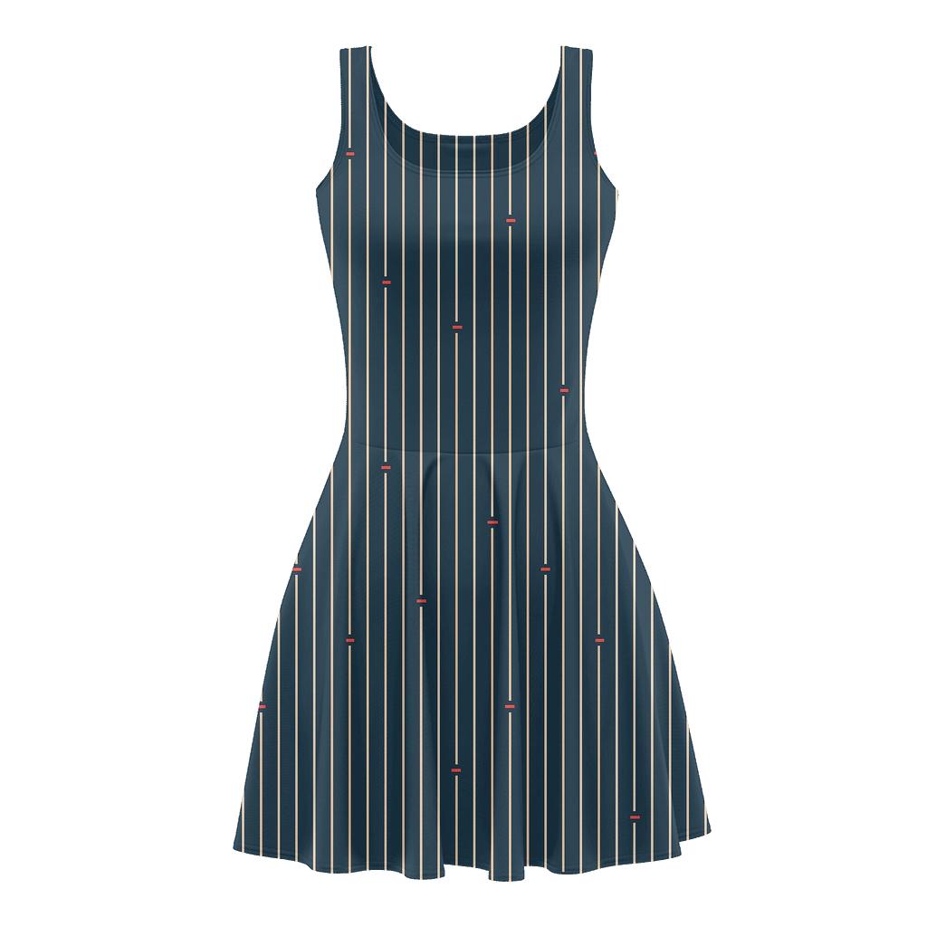 Quasar Pinstripe Offset floral print skater dresses