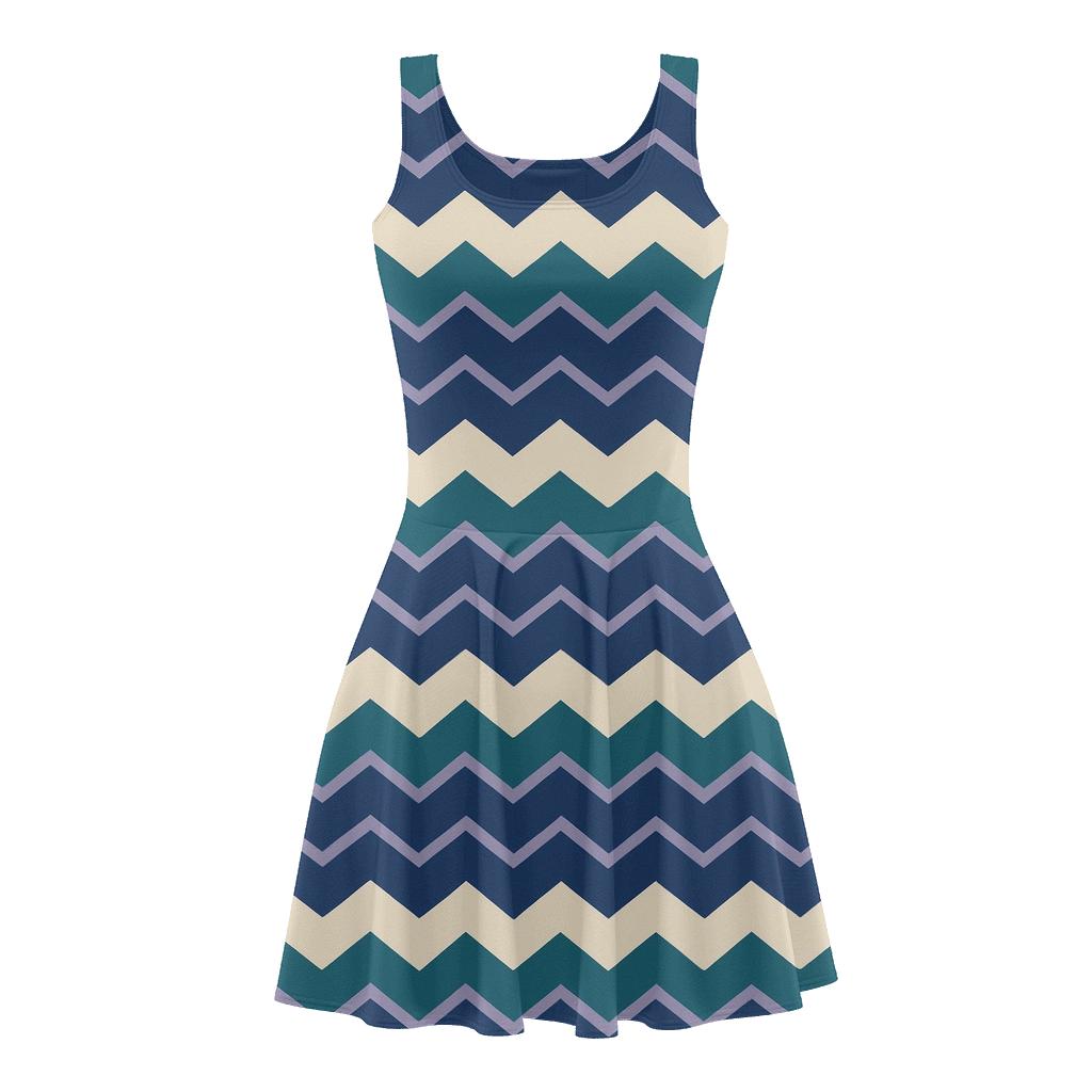 Aurora Stepwave Chevron Bands floral print skater dresses