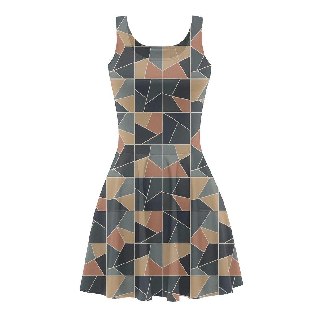 Asteroid Shard Mosaic Grid unique custom skater dresses