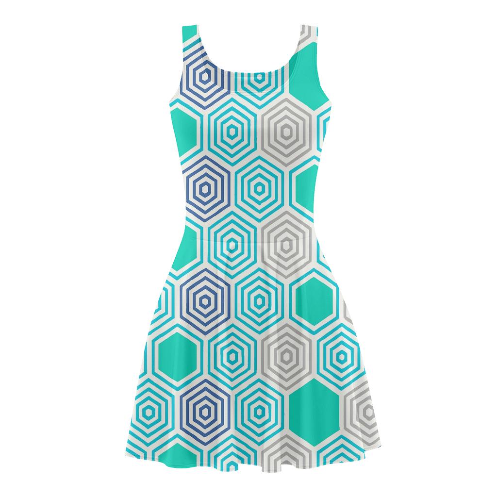 Hex Cell Ripple Tiling personalized fit skater dresses