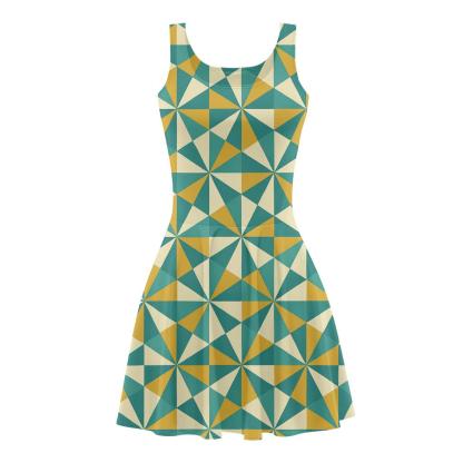 Hex Pinwheel Interference unique custom skater dresses