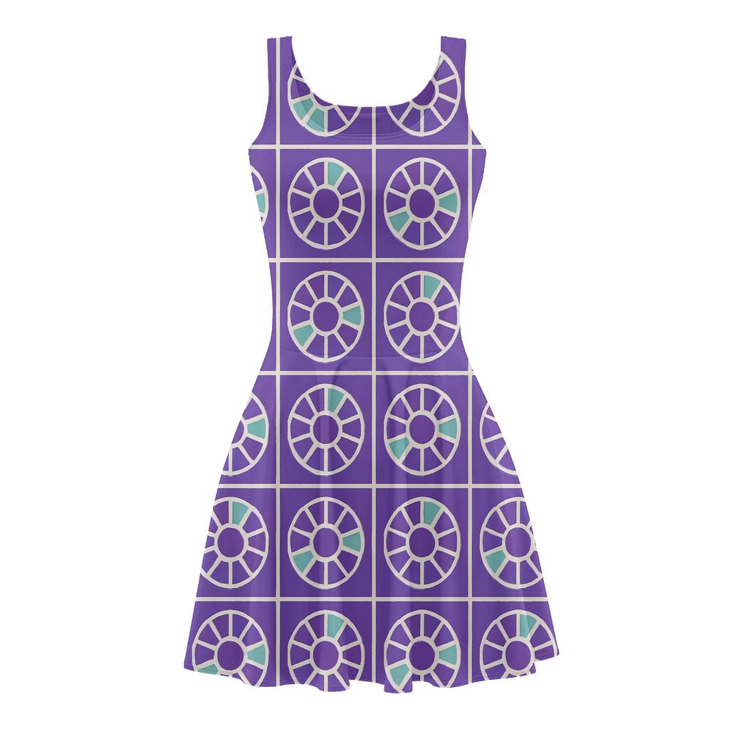 Radial Segment Relay Tiles floral print skater dresses