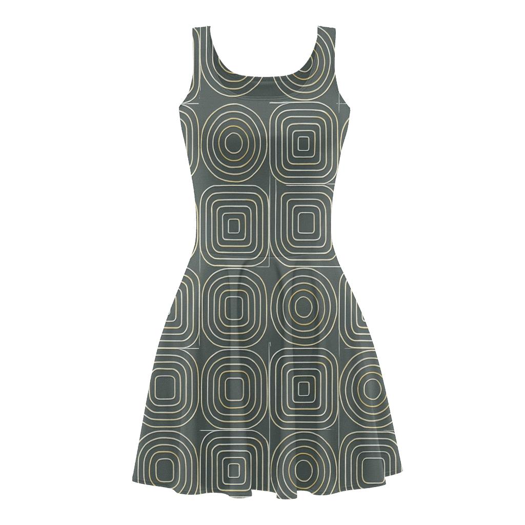 Concentric Track Grid stylish a-line skater dresses
