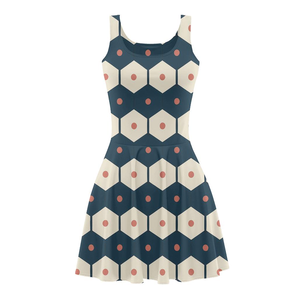 Staggered Hex Brick Relay stylish a-line skater dresses