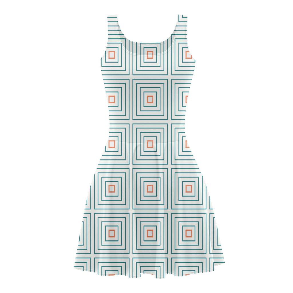 Concentric Square Tracklines designer pattern skater dresses