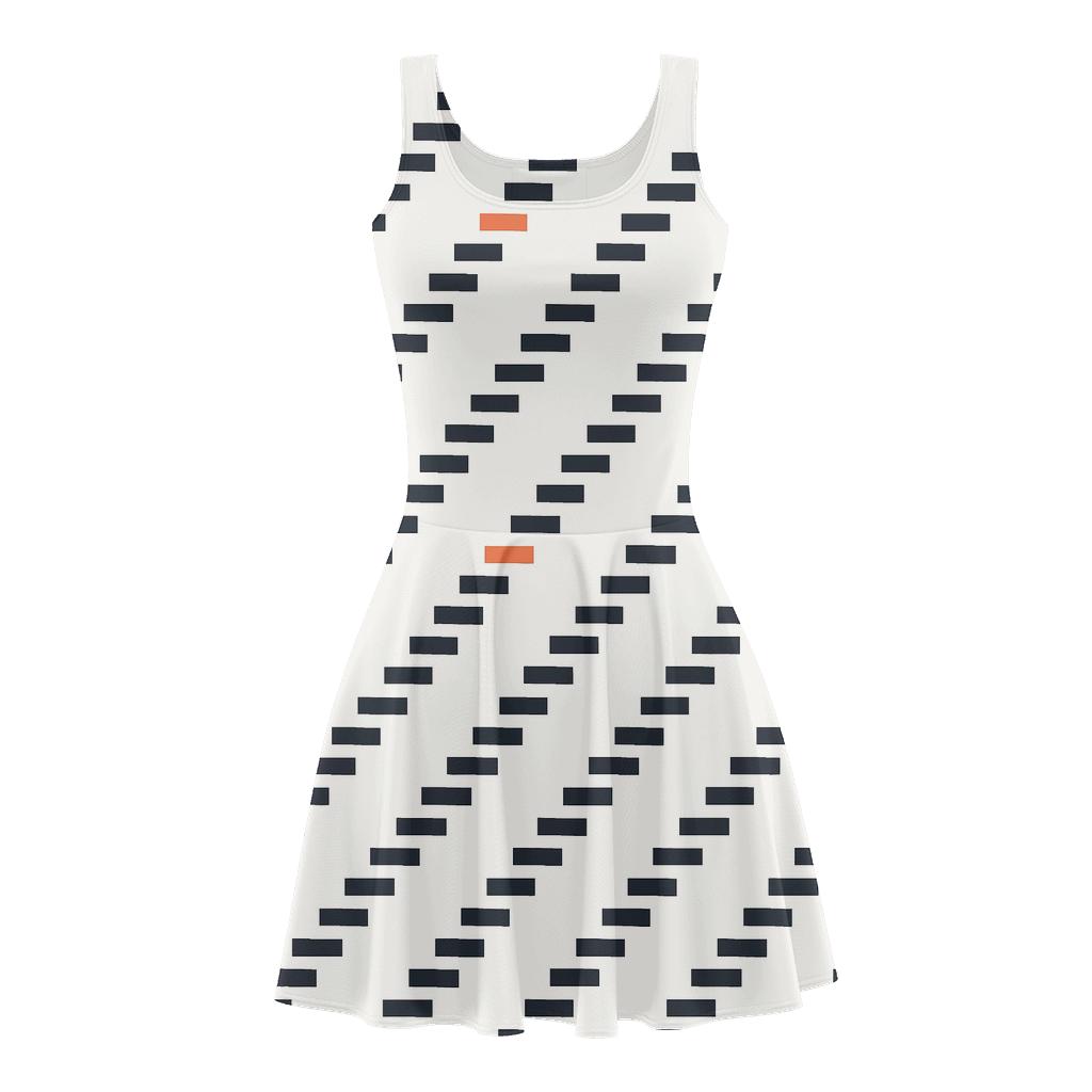 Diagonal Step Barcode trendy mini skater dresses