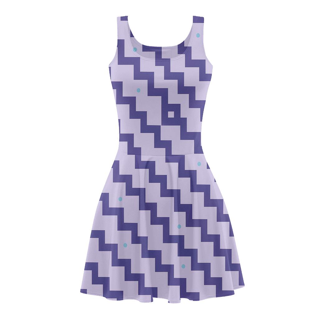 Diagonal Step Cascade trendy mini skater dresses