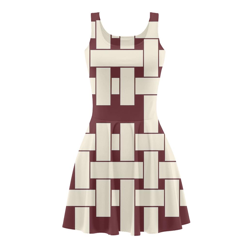 Interlocked Ribbon Tilework designer pattern skater dresses
