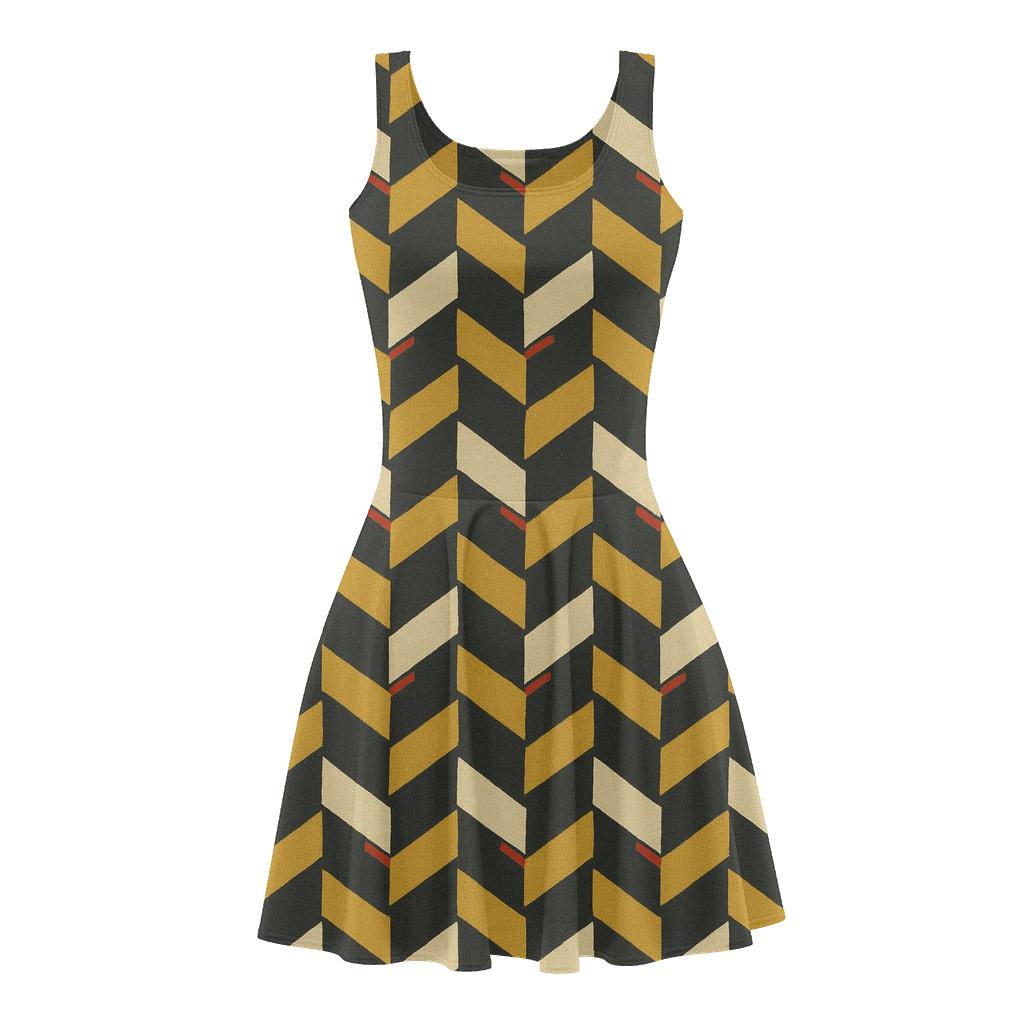 Binary Step Chevron Weave skater dresses for occasions