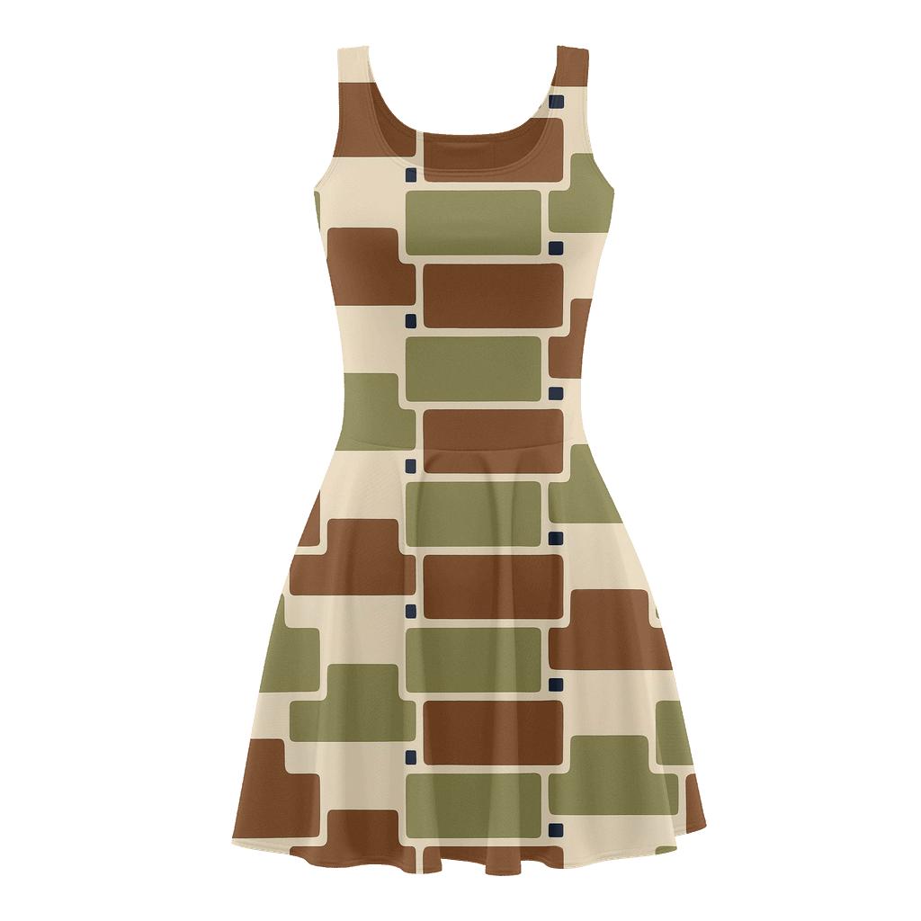 Staggered Block Chainlink trendy mini skater dresses