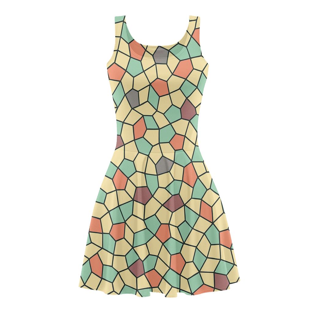 Cellular Shard Mosaic stylish a-line skater dresses