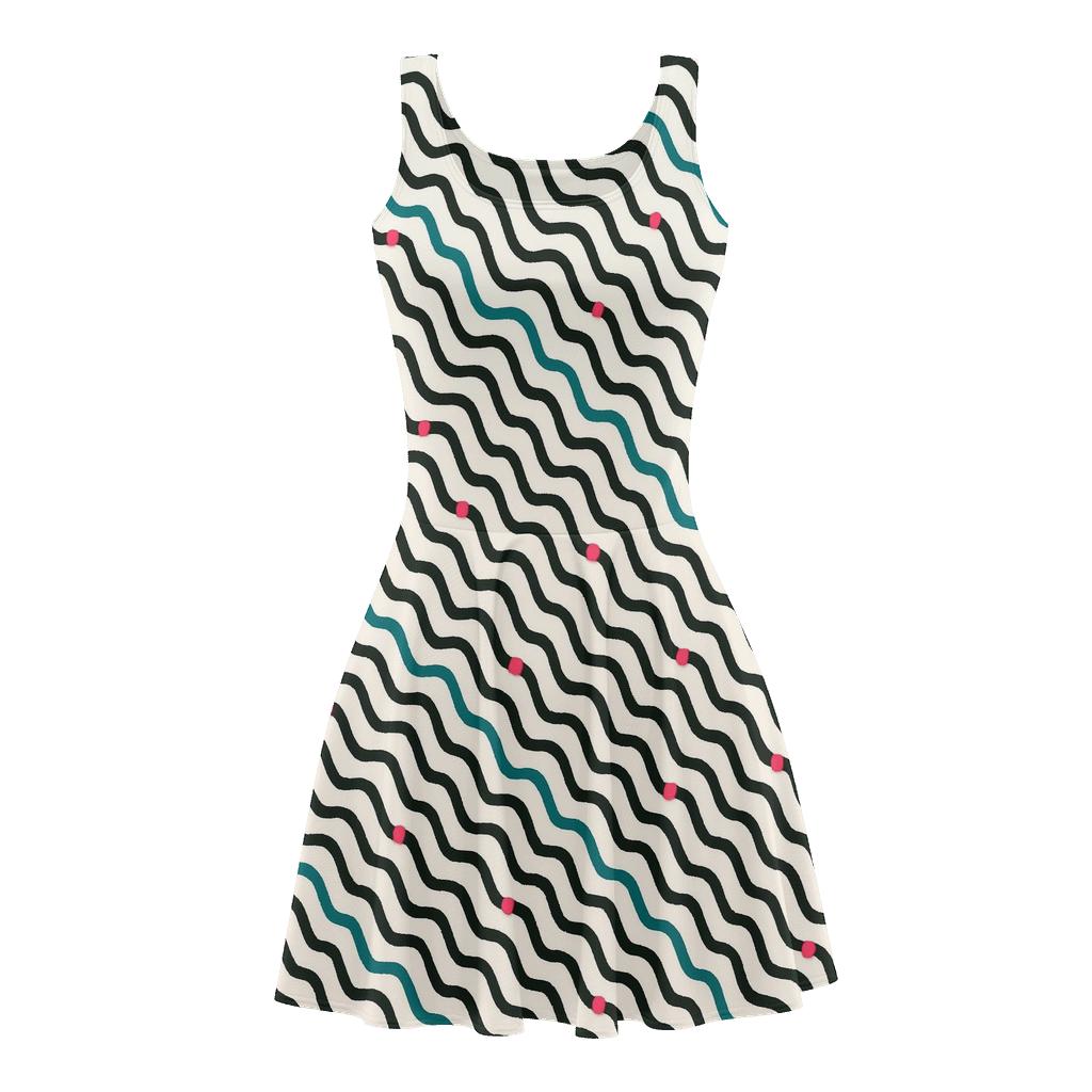 Diagonal Wave Line Pack comfortable stretch skater dresses