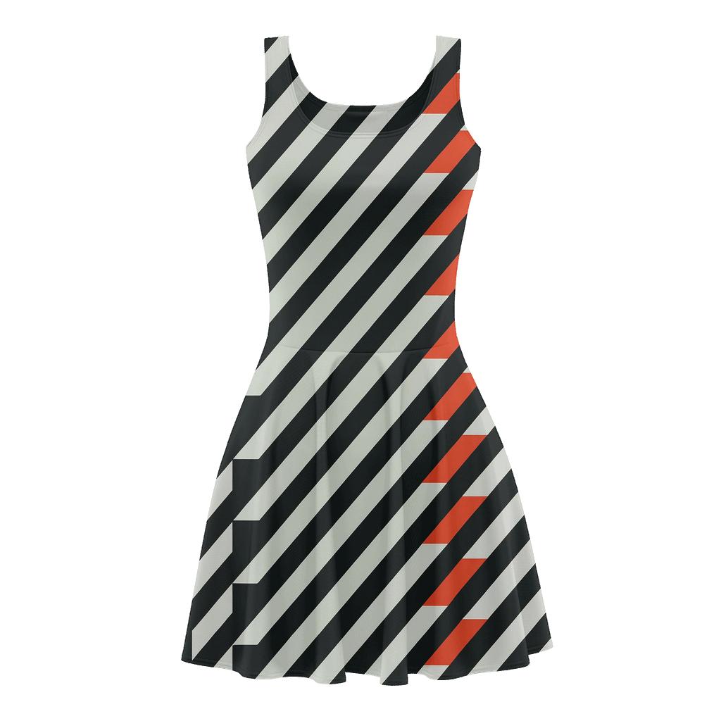 Diagonal Step Barcode Cascade unique custom skater dresses