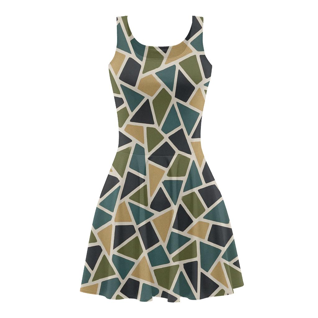 Fragmented Mosaic Shard Repeat designer pattern skater dresses