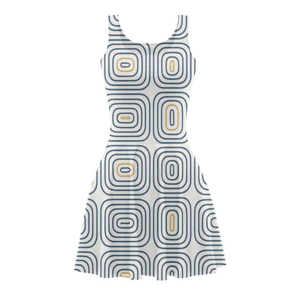 Concentric Track Offset Bands comfortable stretch skater dresses