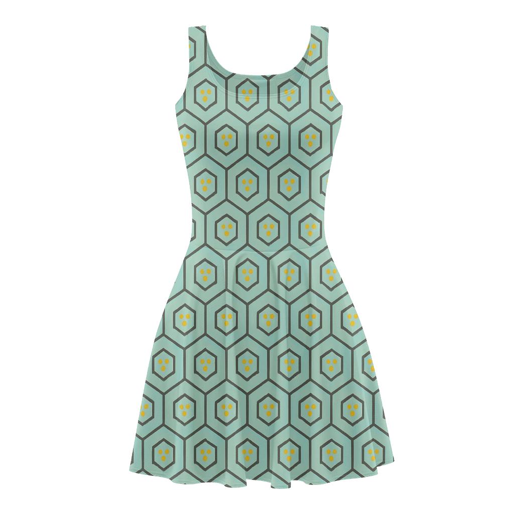 Hex Cell Drift Mosaic comfortable stretch skater dresses