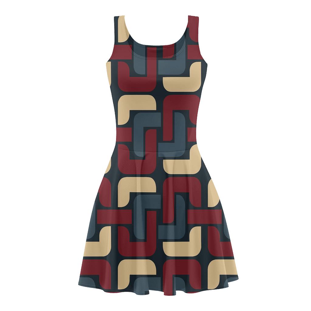 Staggered Block Braids trendy mini skater dresses