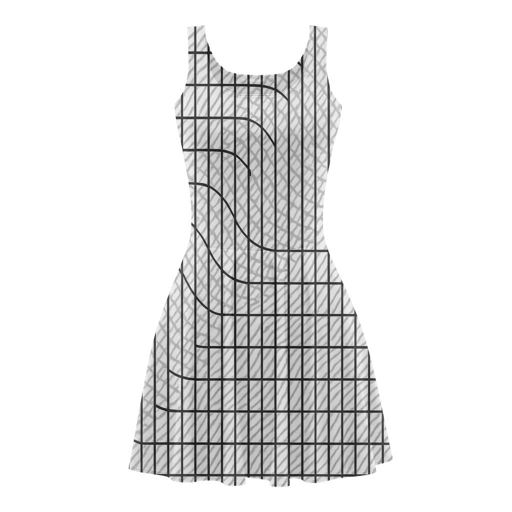 Moire Line Interference Field stylish a-line skater dresses