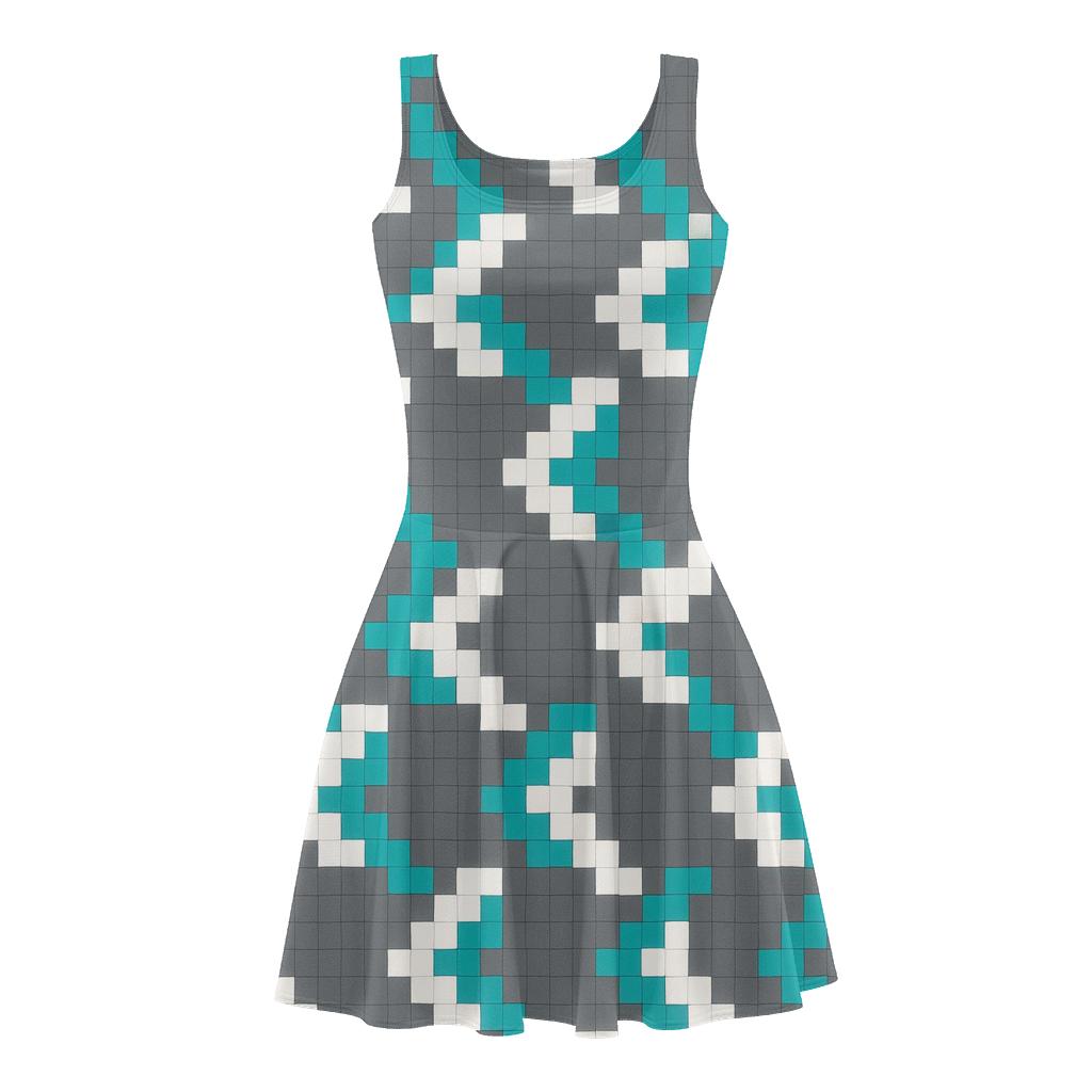 Diagonal Step Cascade Tiles designer pattern skater dresses