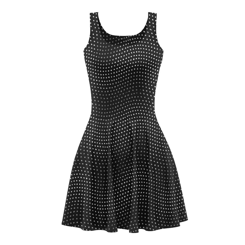 Dot Field Interference Mesh comfortable stretch skater dresses