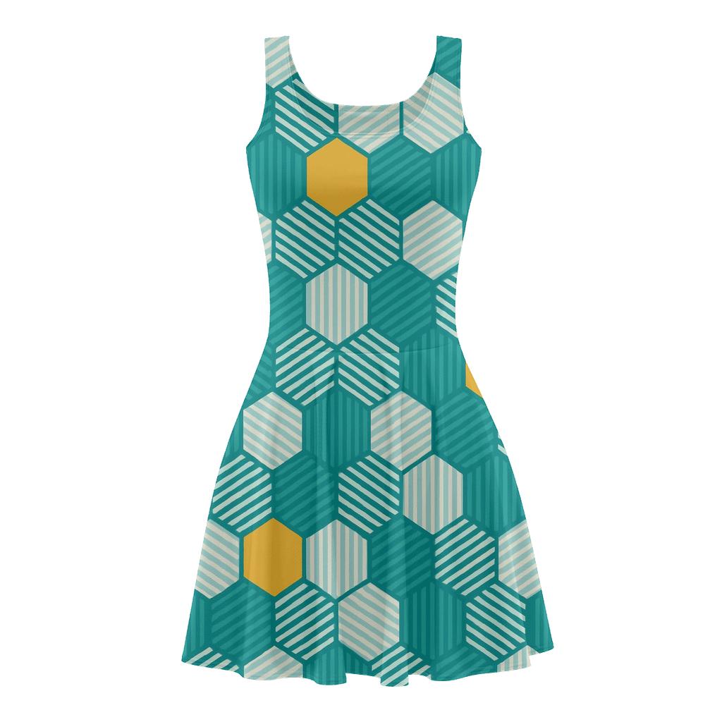 Staggered Hex Pulse Quilt personalized fit skater dresses