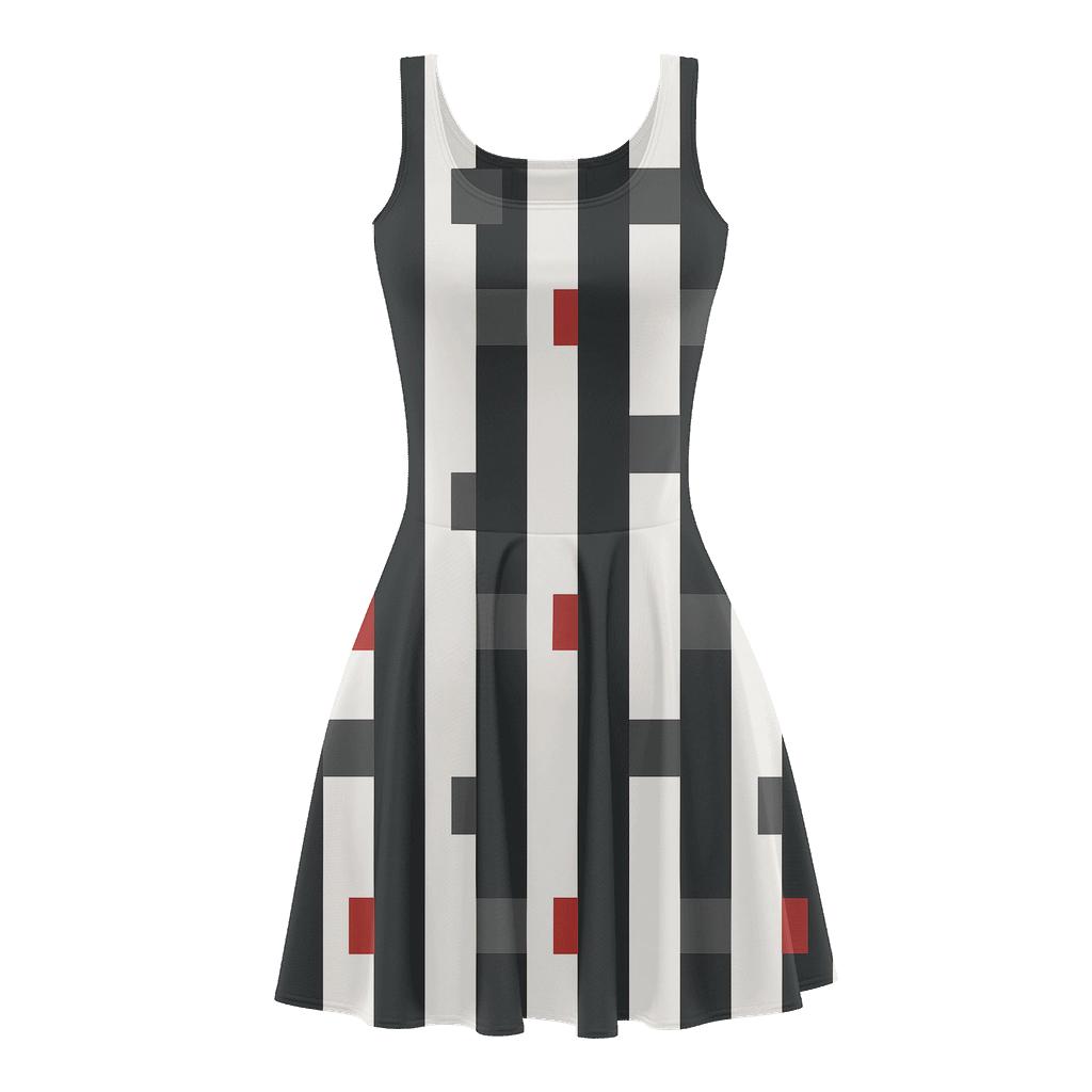 Fractured Stripe Syncopation trendy mini skater dresses
