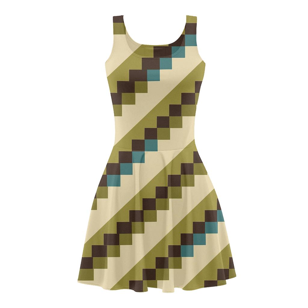 Diagonal Step Tessel Bands designer pattern skater dresses