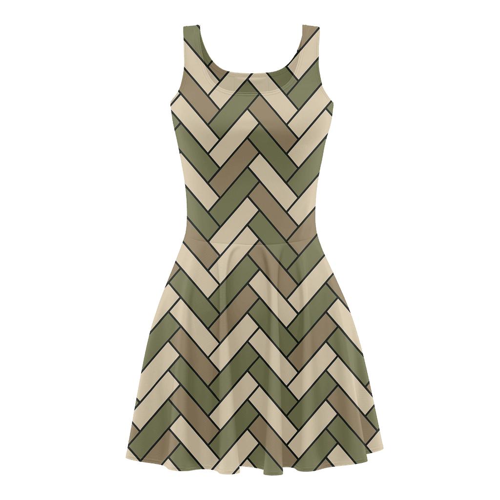 Diagonal Herringbone Phase Shift comfortable stretch skater dresses