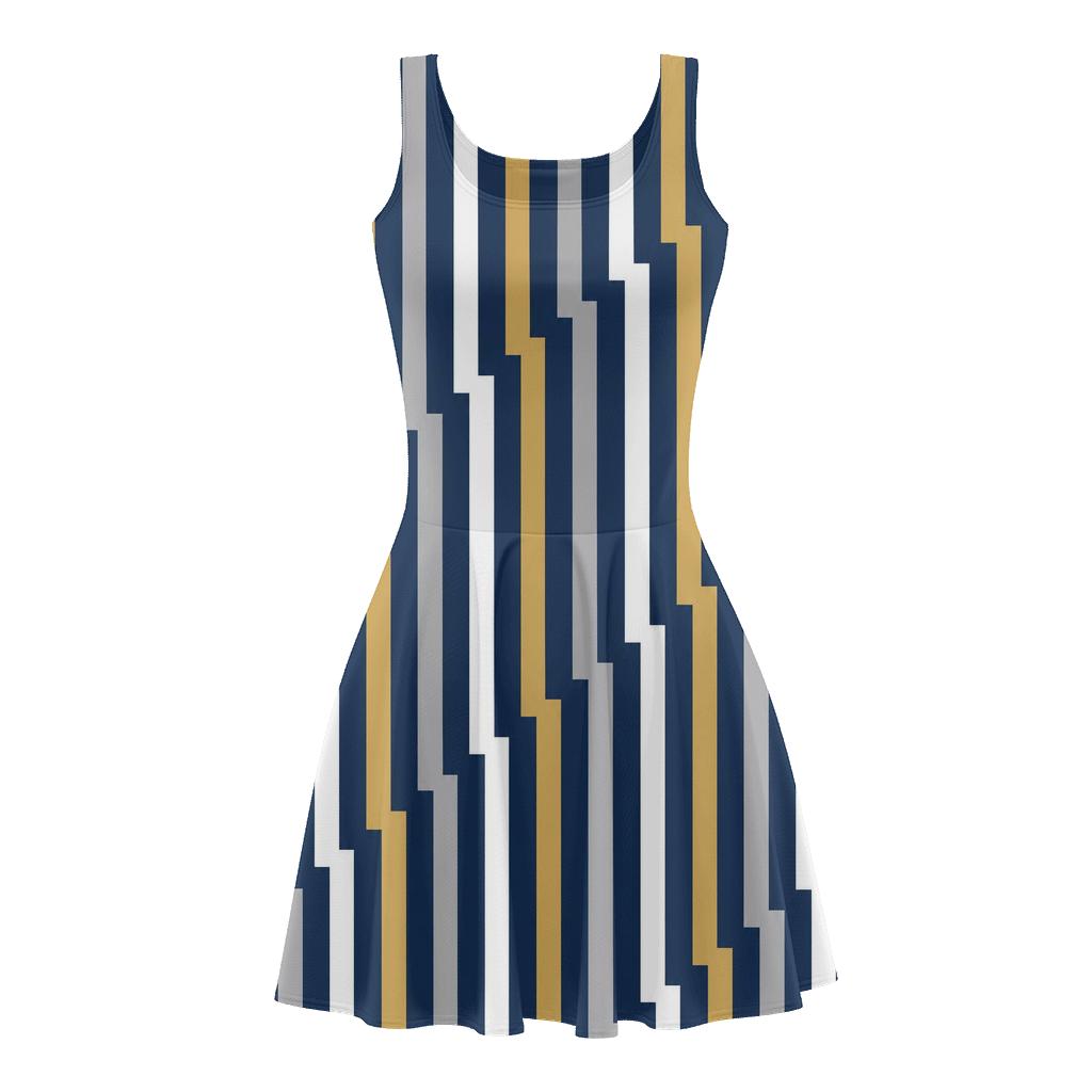Parallel Notch Stripe Array floral print skater dresses [AI-4729e53c-d04c0cfa5ae5]
