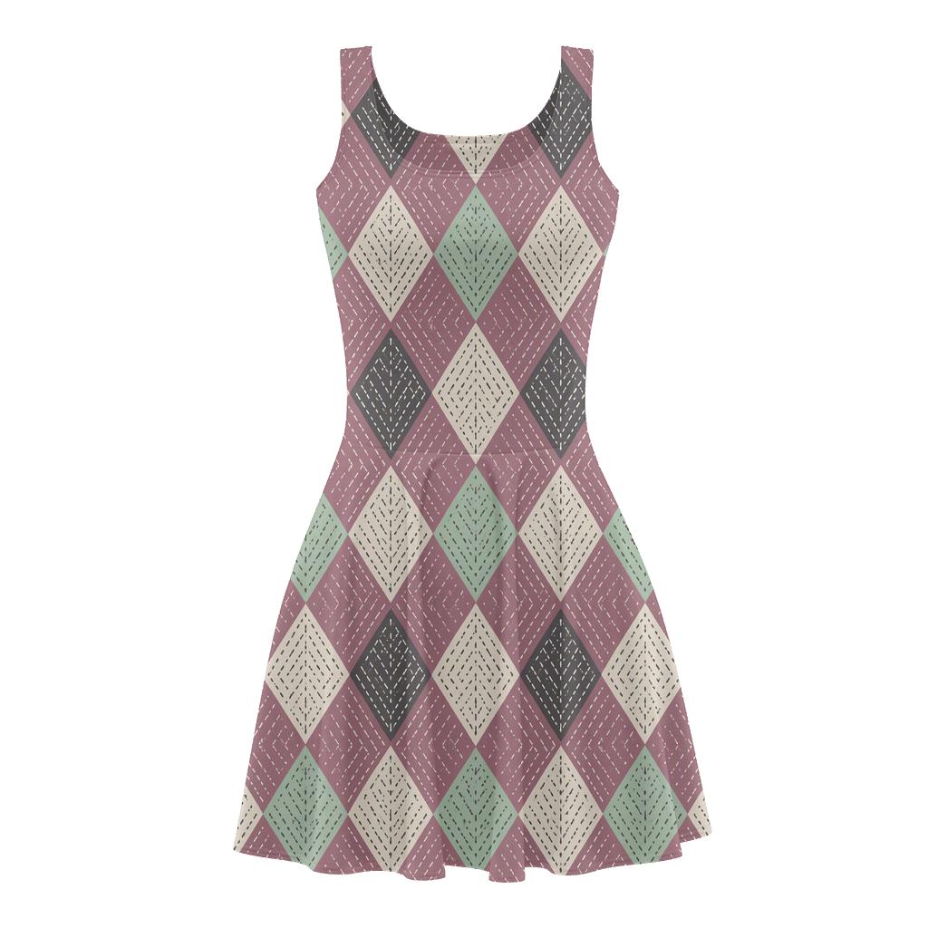 Lozenge Noise Weave floral print skater dresses [AI-612c5a31-d2f58e574551]