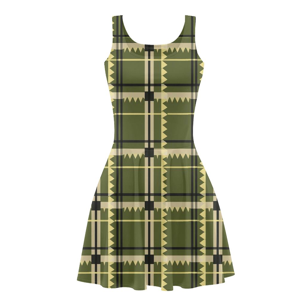 Sawtooth Plaid Interval comfortable stretch skater dresses [AI-2bd40788-1a330f8e449d]