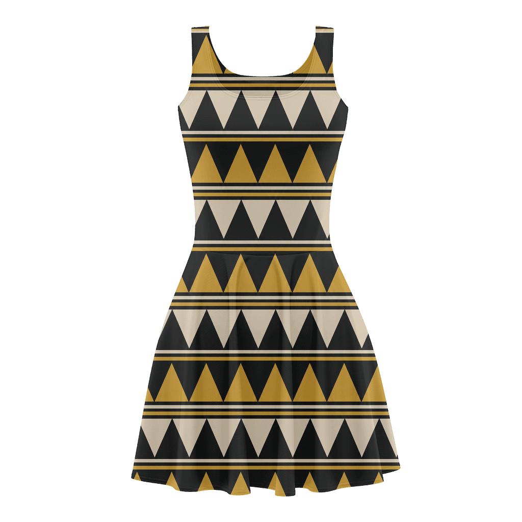 Alternating Fang Stripe Grid designer pattern skater dresses [AI-d80c8618-f1d31aa26046]