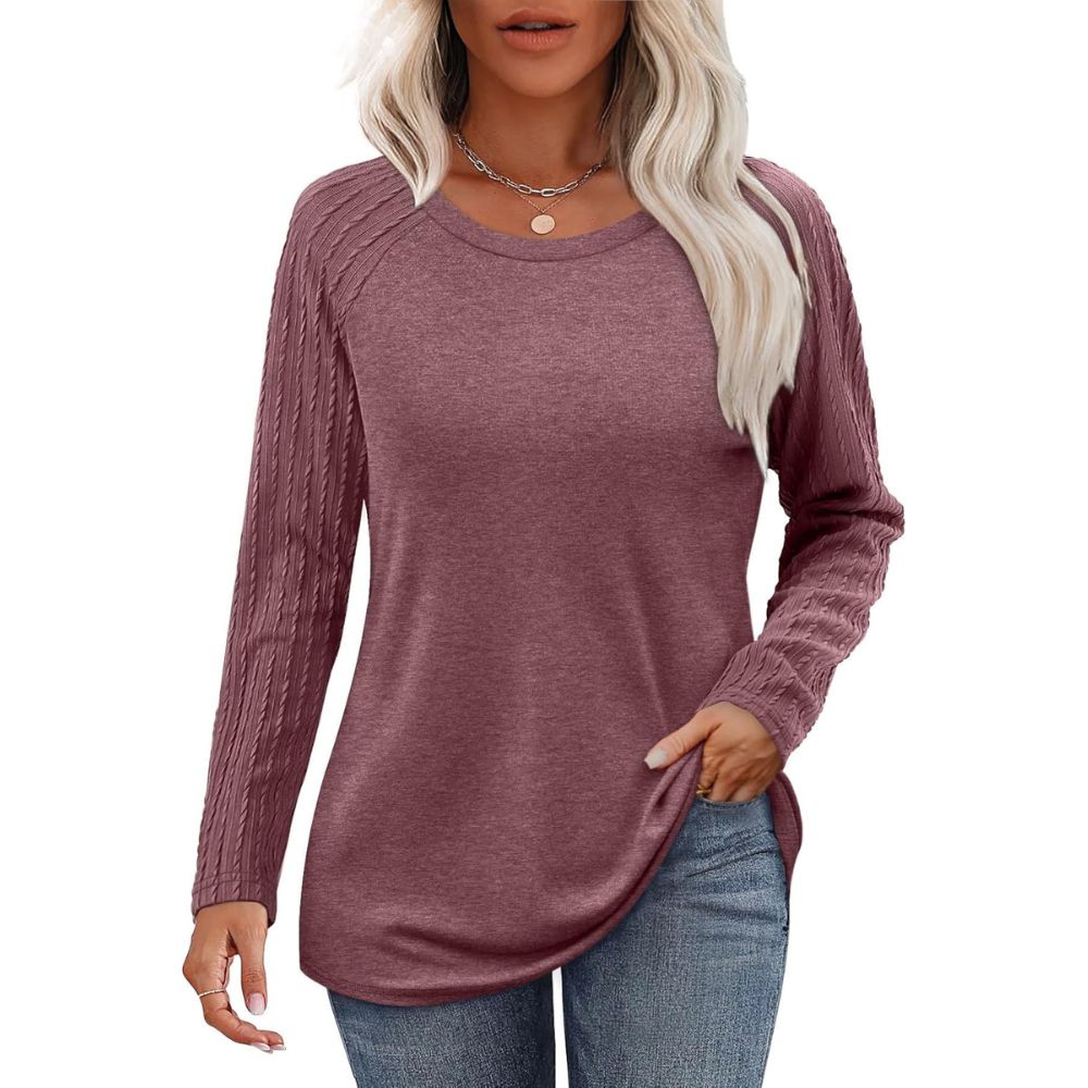 Long Sleeve Shirts for Women's Crewneck Oversized Sweatshirt Tunic Tops