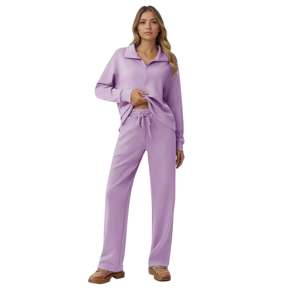 Two Piece Half Zip Sweatsuit With Loose Fit Outfit For Women