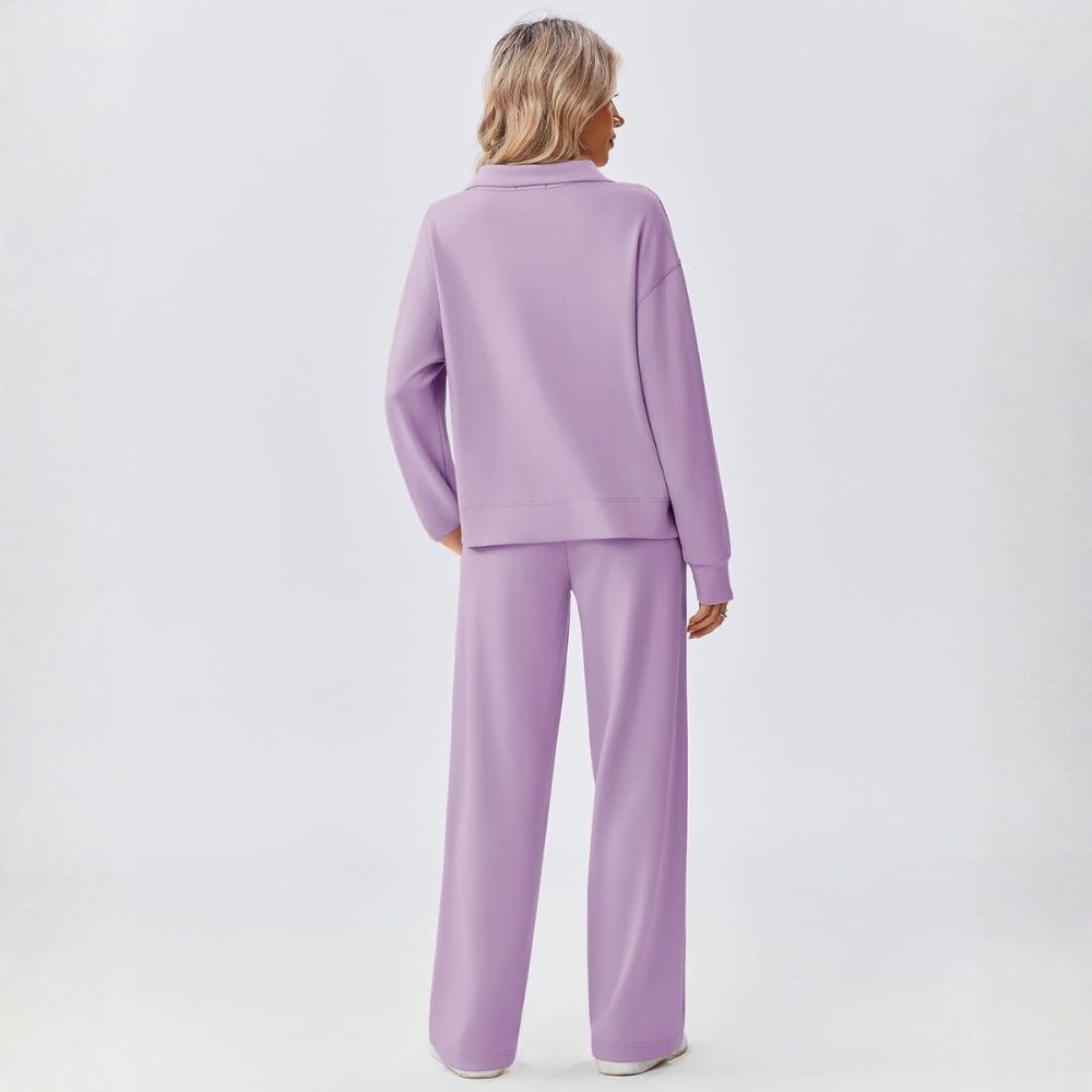  2 Piece Sets for Women 1/2 Zip Sweatsuit Loose Fit Straight Leg Pants