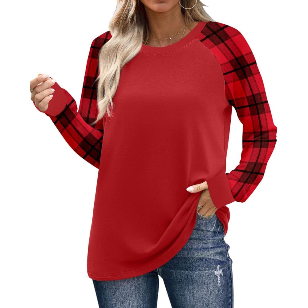 Long Sleeve Shirts for Women Color Tops Casual Crewneck Basic Tees